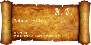 Mahrer Vilma névjegykártya